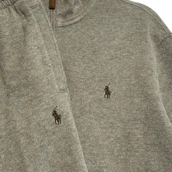 Polo Ralph Lauren Sweatsuit Set Top+Bottoms Men's Sz S/M Beige 1/4 Zip Cozy Knit - Picture 5 of 7